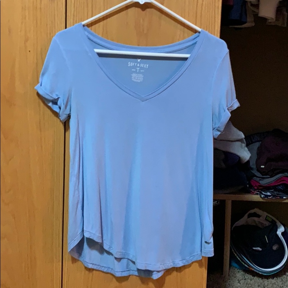 light blue AEO short sleeve top
